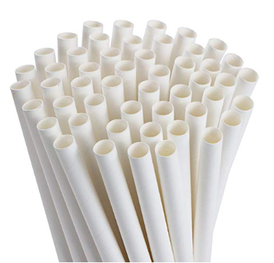 Paper Smoothie Straw White 9" 12mm x250