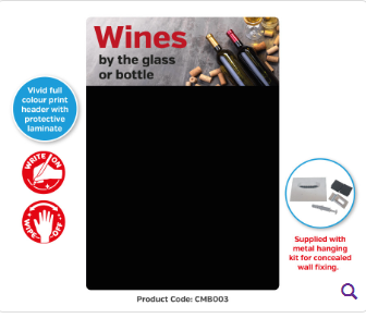 Wines - Chalkboard Bar Message Board With White Chalk Pen