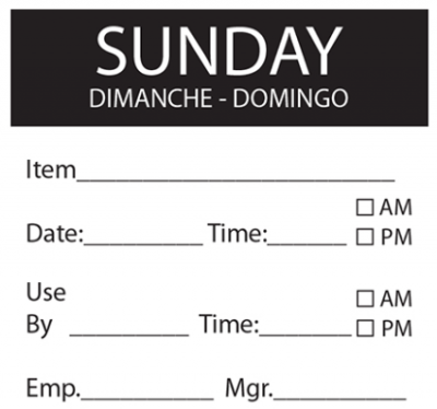 Day Label Sunday 50mm x500