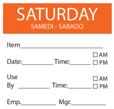 Day Label Saturday 50mm x500