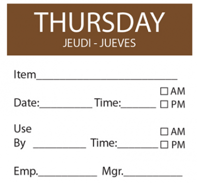 Day Label Thursday 50mm x500