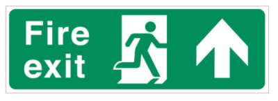 Fire Exit (Arrow Up) Rigid Sign, 150x450mm.