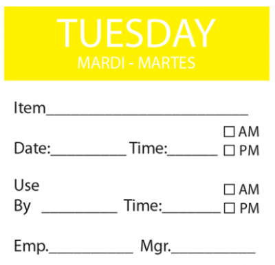 Day Label Tuesday 50mm x500
