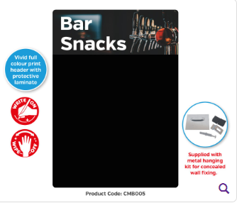 Bar Snacks - Chalkboard Bar Message Board With White Chalk Pen