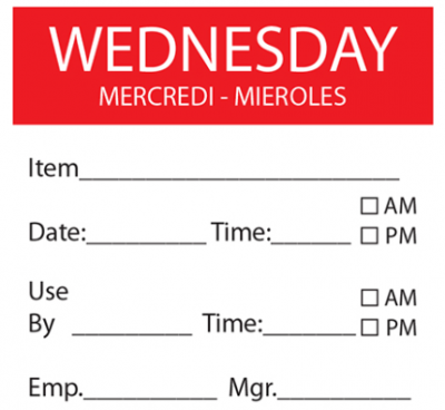 Day Label Wednesday 50mm x500