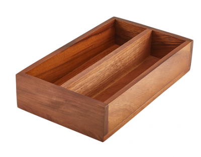 Acacia Wood 2 Compartment Cutlery Tray