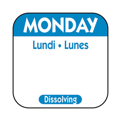 Dissolving Day Label Monday 25mm x500