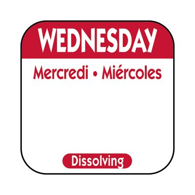 Dissolving Day Label Wednesday 25mm x500