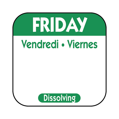 Dissolving Day Label Friday 25mm x500