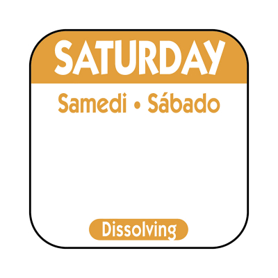 Dissolving Day Label Saturday 25mm x500