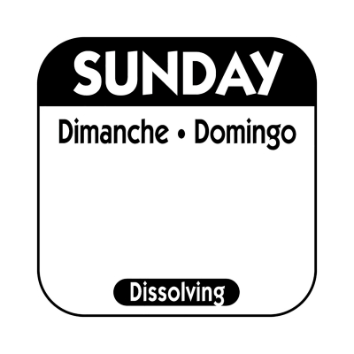 Dissolving Day Label Sunday 25mm x500