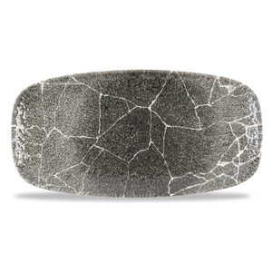 Kintsugi Reverse Quartz Black Chefs Oblong Plate 11 3/4X6Inch
