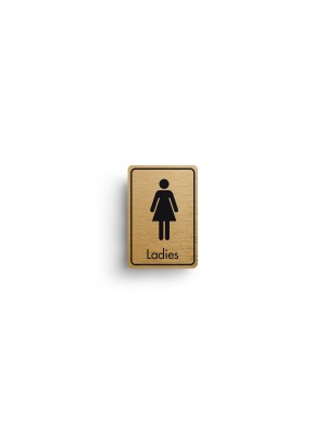 Ladies Toilet Black on Gold Door Sign 128x83mm