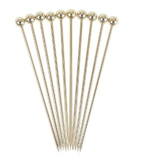 Ball Garnish Pick Gold Plated (Pack of 10)