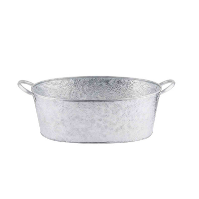 Galvanized Collection Oval Beverage Tub Pebbled Texture Stainless Steel 16.8L