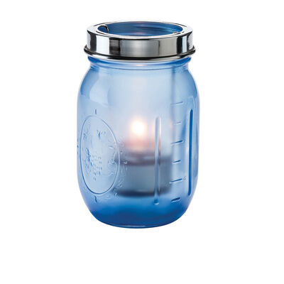 Firefly: Satin Dark Blue Glass Lamp with Cradle and Handle