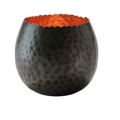 Cauldron Hammered Dark Bronze & Copper Leaf Metal Votive 10.2 x 8.9cm (4 x 3 1/2")