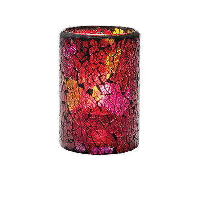 Crackle Red & Gold Glass Cylinder Lamp 8 x 11.4cm (3 1/8 x 4 1/2Inch)