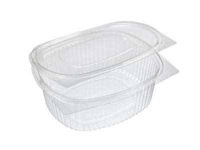 Salad Container Oval Hinged rPET 375ml x750