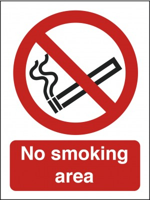 No Smoking Area Text & Symbol, Self-Adhesive, 150x200mm.