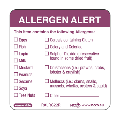 Allergen Alert Label 50mm x500