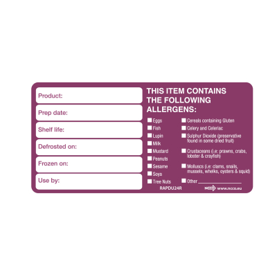 Allergen Product Date/Use By Label 50x100mm x500