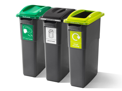 Recycling Station Bins 3x70L (General Waste, Mixed Recycling & Food Waste)