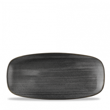 Churchill Super Vit Stonecast Raw Black Chefs Oblong Plate 10.6InchX5Inch