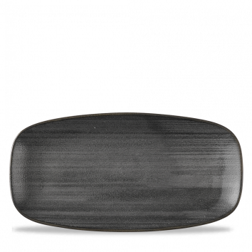 Churchill Super Vit Stonecast Raw Black  Chefs Oblong Plate 11 3/4X6Inch