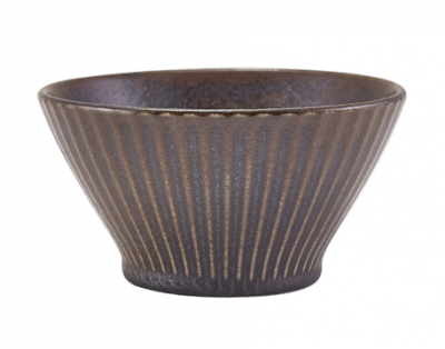 Terra Porcelain Black Fluted Conical Bowl 11.5cm