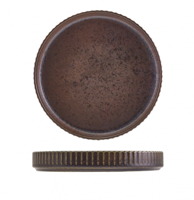 Terra Porcelain Black Fluted Presentation Plate 26cm