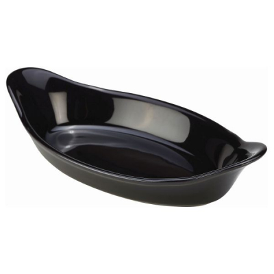 Stoneware Black Oval Eared Dish 22cm/ 8.5Inch