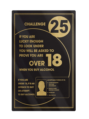Challenge 25 Bar Notice Framed