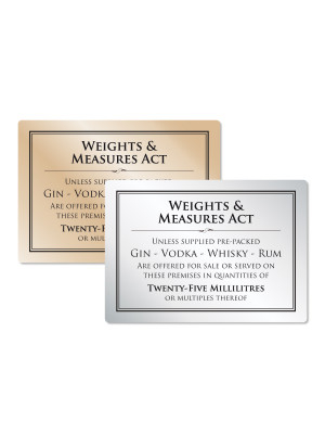 Weights & Measures Act 25Ml Notice (Gold)