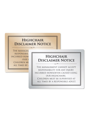 Highchair Disclaimer Notice (Silver)