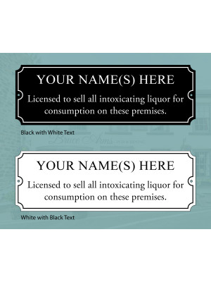 Licensee Name Plate - On Premises - White/Black Text