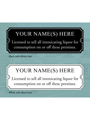 Licensee Name Plate - On And Off Premises - Black/White Text