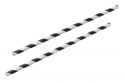 Paper Straw Black/White 8Inch 6mm x250