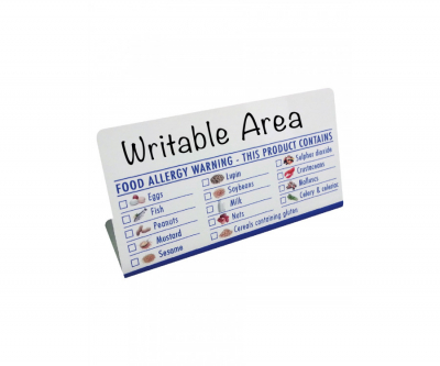 Food Allergy Allergen Checklist Tent Notice with Writable Area