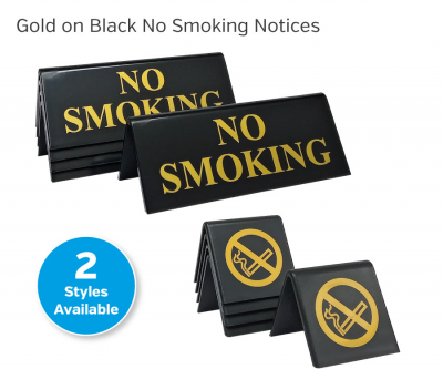 No Smoking. Gold/Black. Pack Of 5