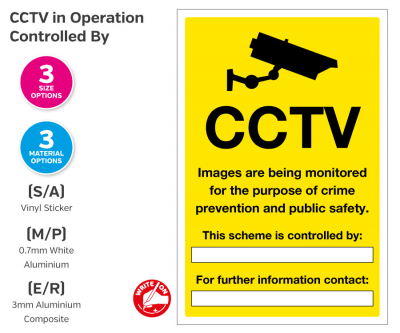 CCTV Images Being Monitored, 3mm Rigid Sign, 300x400mm.