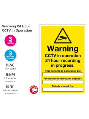 Warning CCTV In Operation, Self-Adhesive Vinyl, 150x200mm.