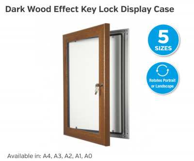 A2 Dark Wood Effect Frame, Key Lock Poster Display Case.