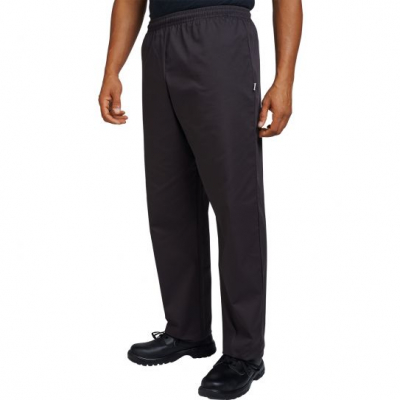 Dennys Chef Trousers/Baggies with Elasticated Waist Black Small