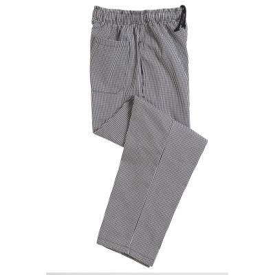 Dennys Chef Trousers/Baggies with Elasticated Waist Black/White Check XL