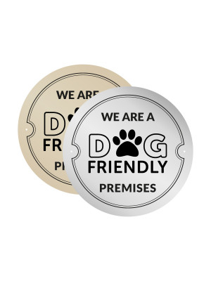 Gold We Are A Dog Friendly Premises, 150mm Diameter Disc.