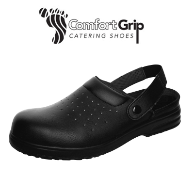 Comfort Grip Chef Shoe with Perforated Upper Black (UK6/EU39)