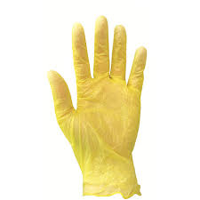 Gloves Yellow Vinyl Medium Powder Free x100