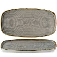 Stonecast Grey Oblong Chefs Plates 12 5/8X7 1/4"