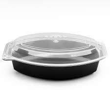 Container & Lid Oval PP Black/Clear 750ml/25oz x150